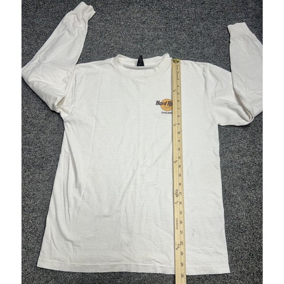 Vintage 80s Hard Rock Cafe Chicago Long-Sleeve White T-Shirt Size Large - Picture 7 of 11